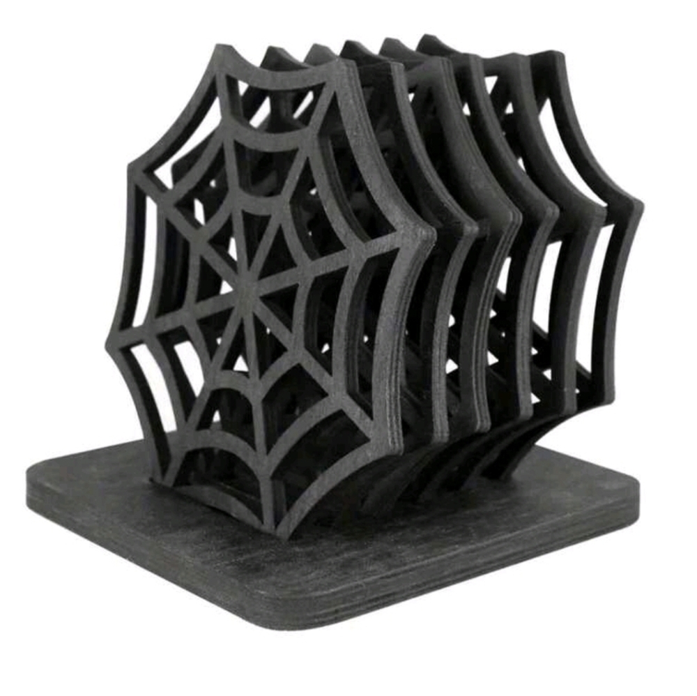 Black Wood Spider Web Coasters